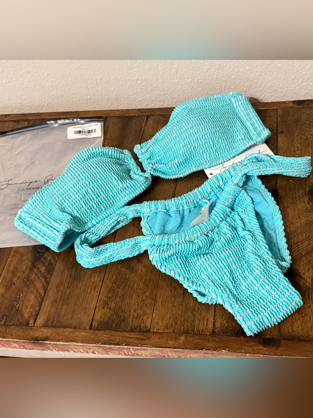 Vacation Glow Bikini Set Brand New Medium Blue Turquoise